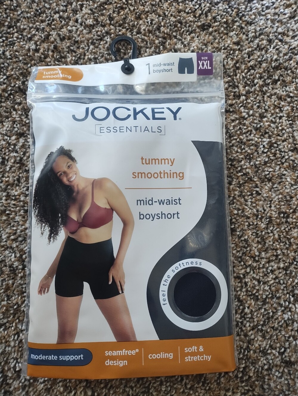 Jockey Essentials Mid-Waist Boyshort - Black & Burgundy